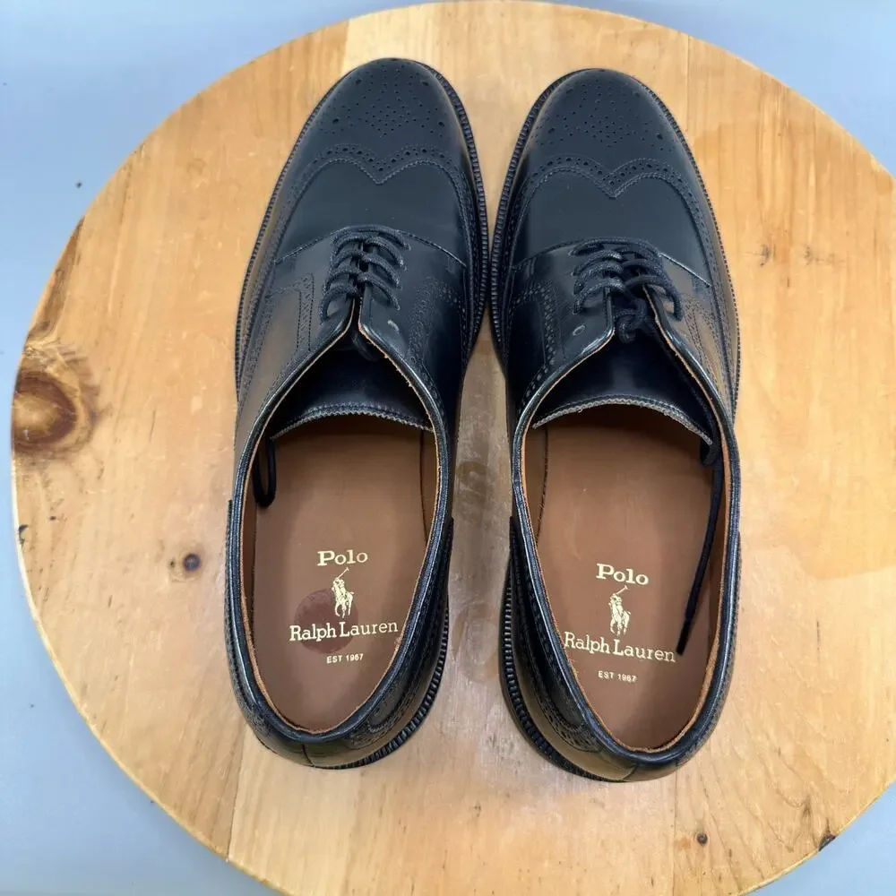 Polo Ralph Lauren Asher Wing Tip Oxfords Shoes‎ Men’s Size 11.5 Black $195 NEW